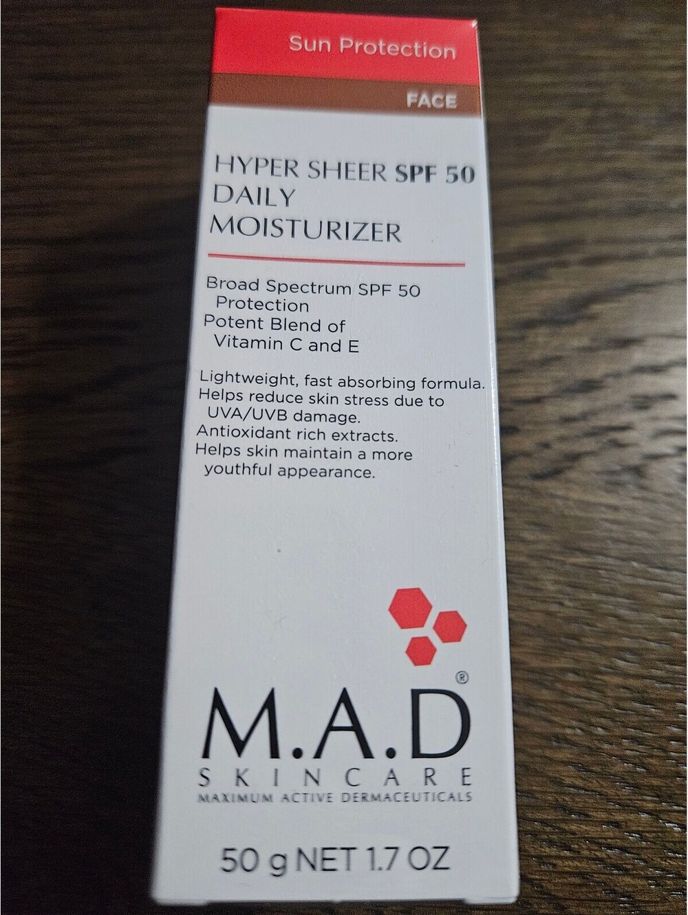 M.A.D Skincare Hyper Sheer SPF 50 Daily Moisturizer Face Sunscreen 50g